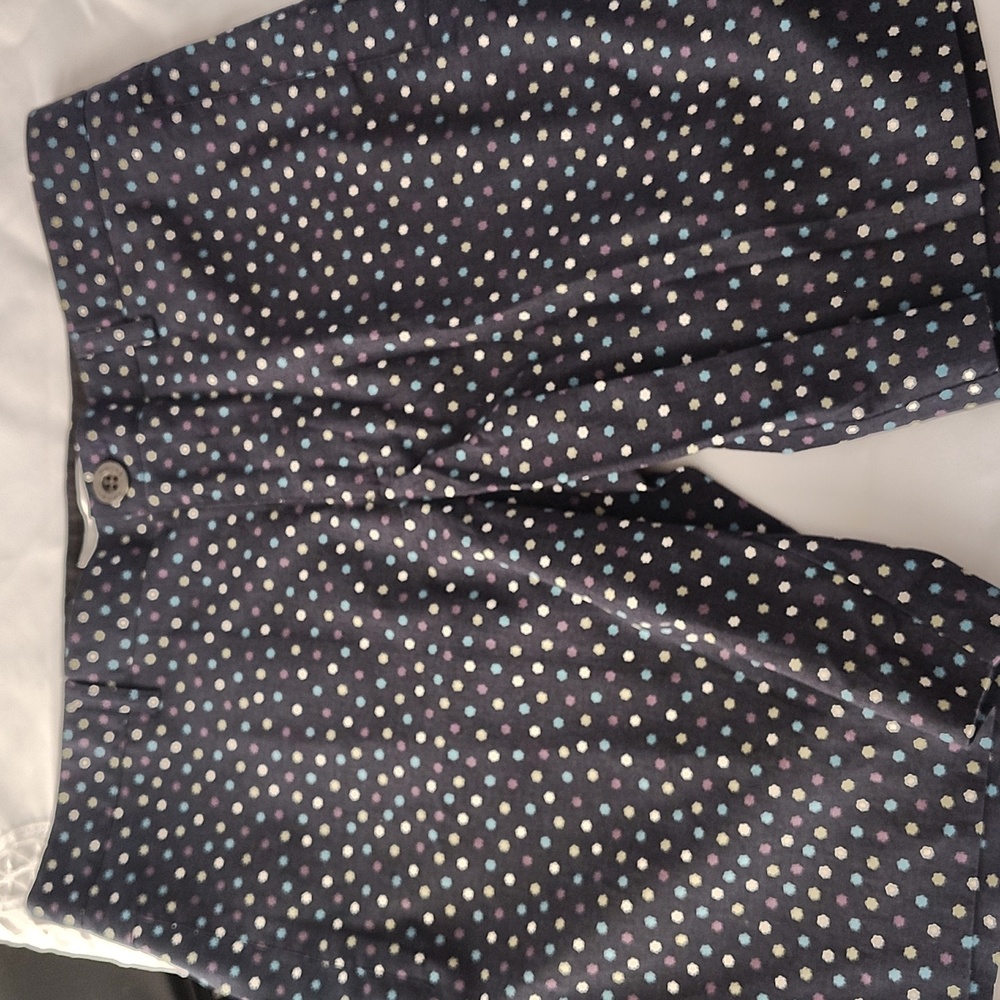 Men's Parke & Ronen Navy Patterned Chino Shorts Size 30 - Picture 2 of 8